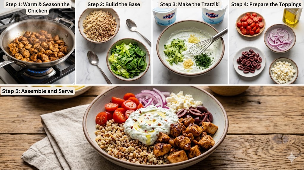 Leftover Chicken Gyro Bowls