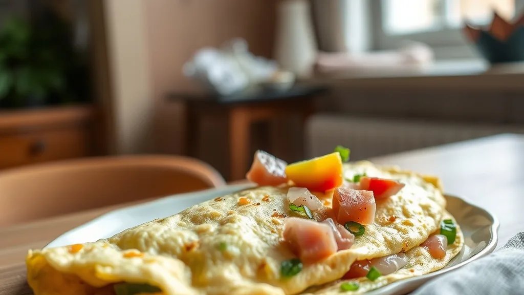 Easy Omelet With Ham and Vegetables.