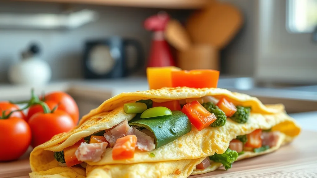 Easy Omelet With Ham and Vegetables.
