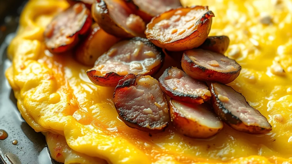 Easy Omelet With Ham and Vegetables.