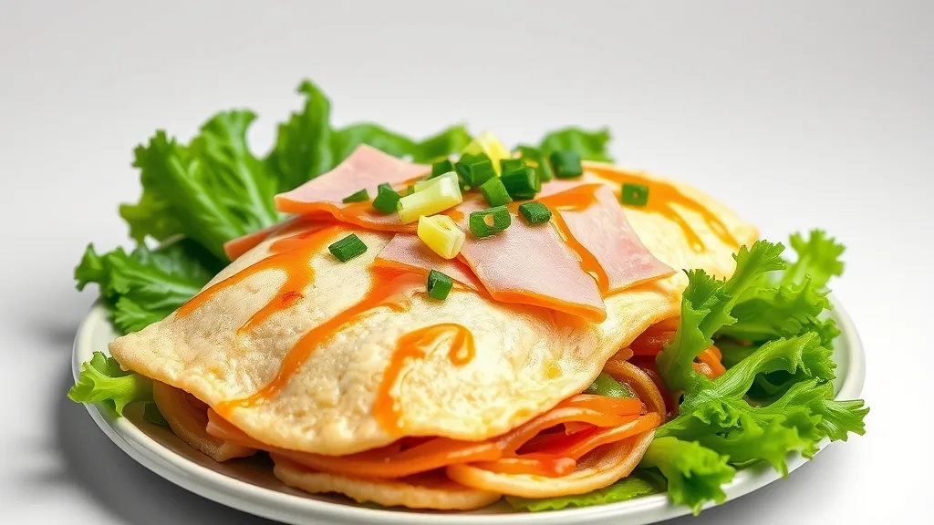 Easy Omelet With Ham and Vegetables.