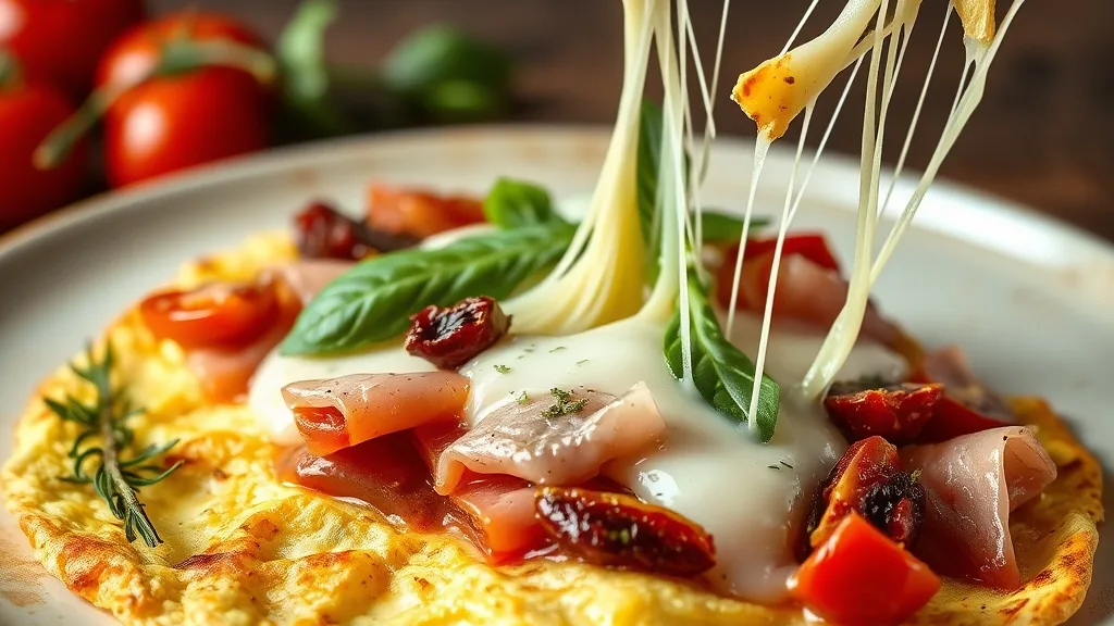 Easy Omelet With Ham and Vegetables.