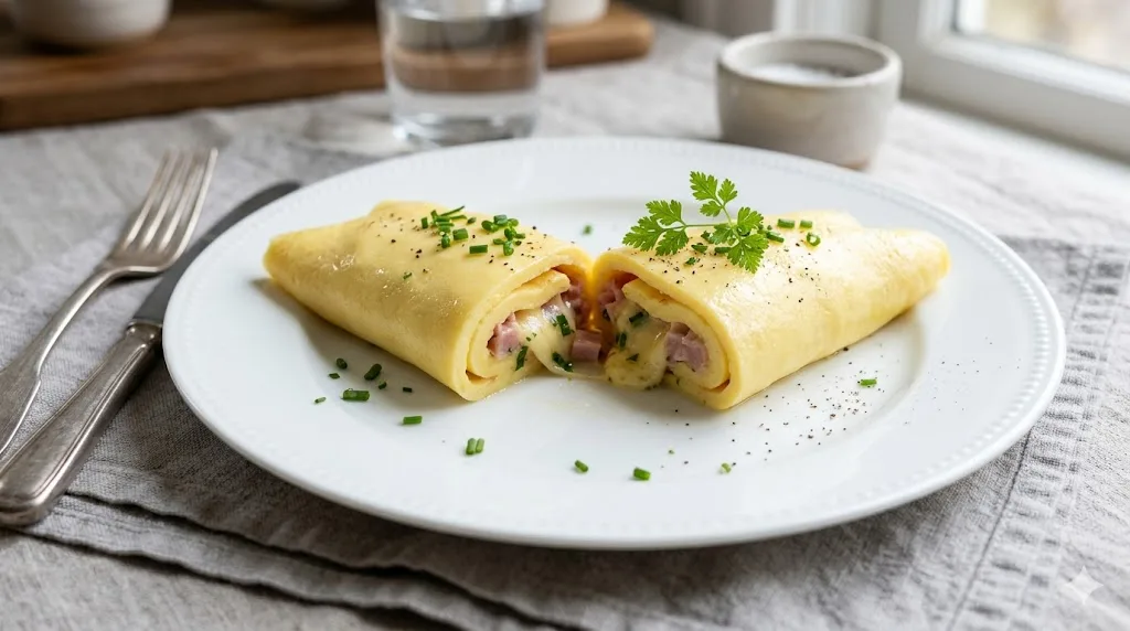 Easy Omelet With Ham and Vegetables.