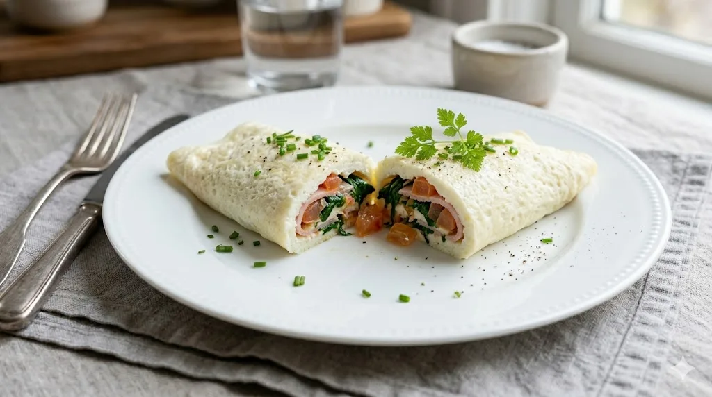 Easy Omelet With Ham and Vegetables.