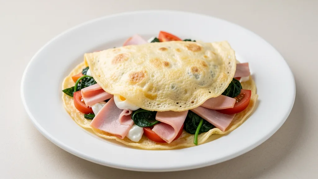 Easy Omelet With Ham and Vegetables.