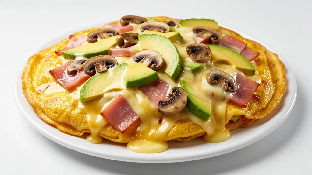 Easy Omelet With Ham and Vegetables.