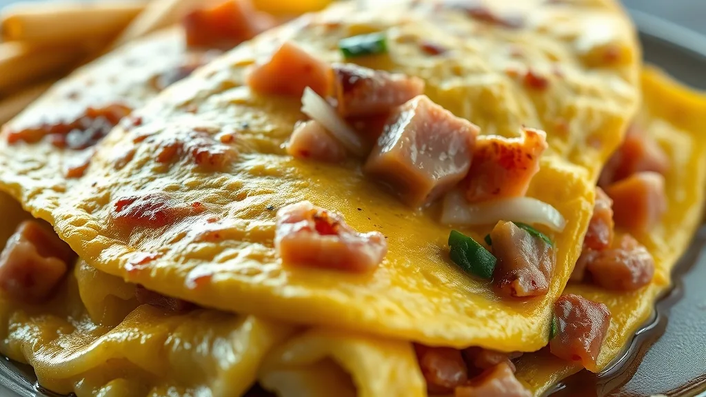 Easy Omelet With Ham and Vegetables.