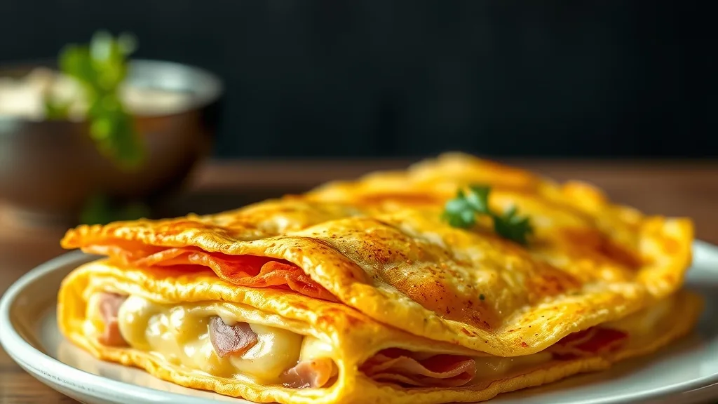 Easy Omelet With Ham and Vegetables.