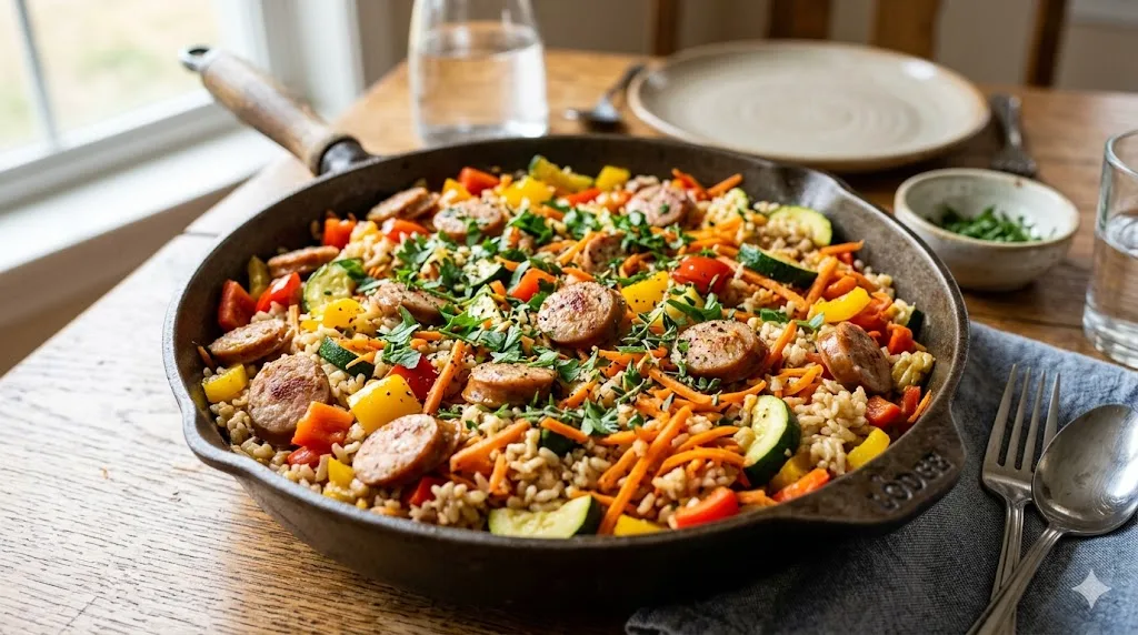Healthy Rice and Sausage Dinner 