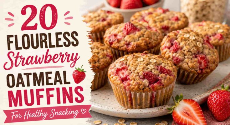 Flourless Strawberry Oatmeal Muffins
