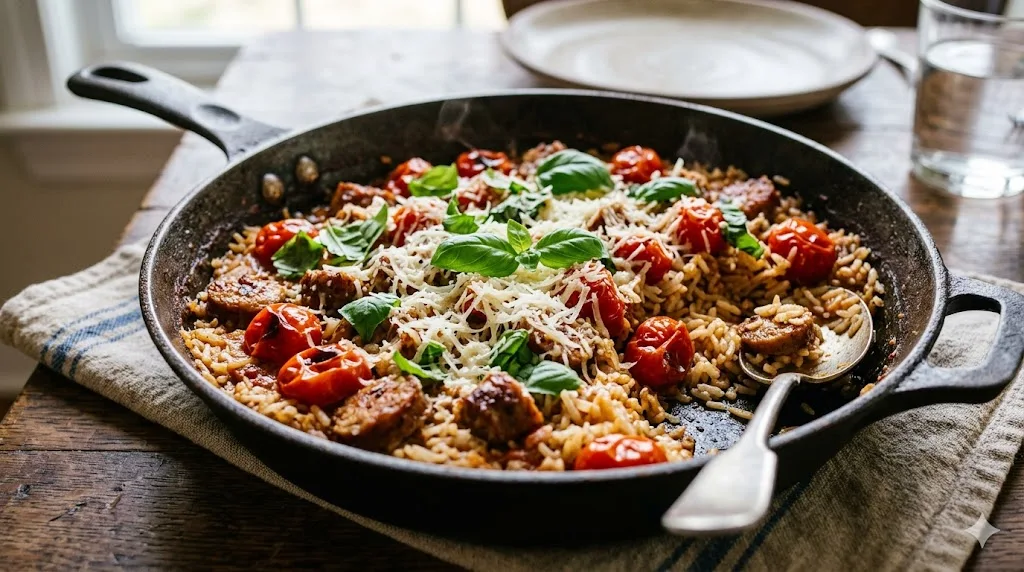 Healthy Rice and Sausage Dinner 
