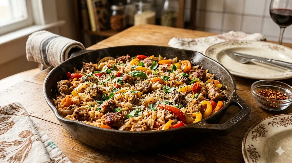 Healthy Rice and Sausage Dinner 