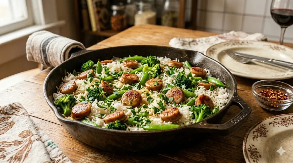 Healthy Rice and Sausage Dinner 