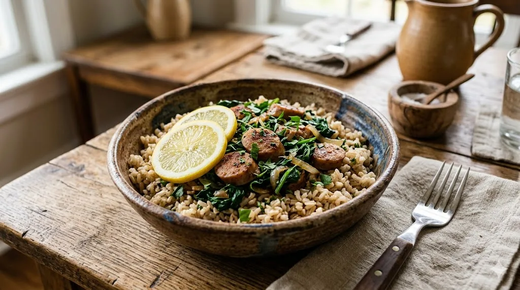 Healthy Rice and Sausage Dinner 
