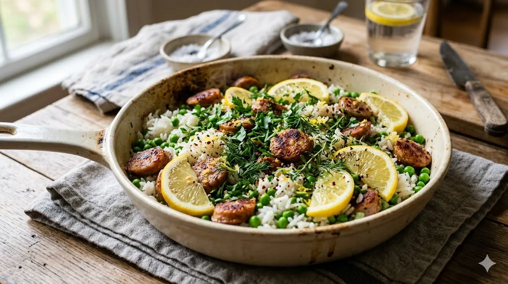 Healthy Rice and Sausage Dinner 