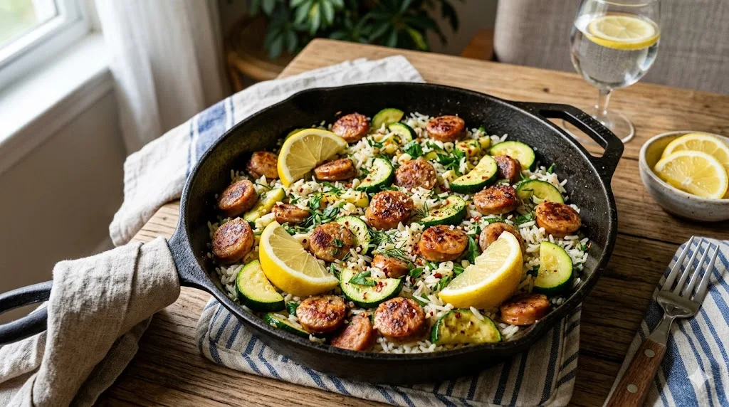 Healthy Rice and Sausage Dinner 