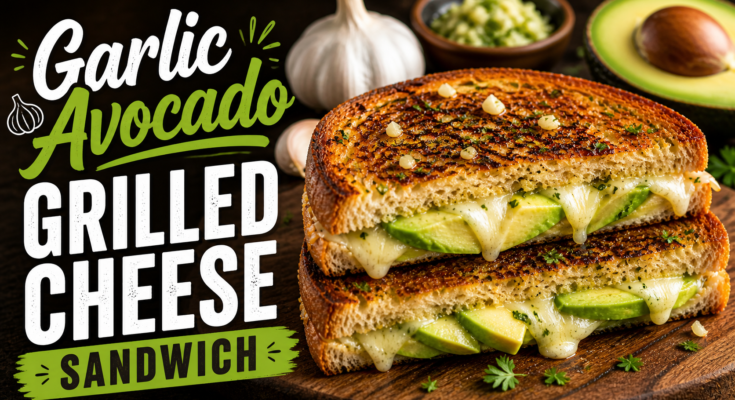 Garlic Avocado Grilled Cheese Sandwich