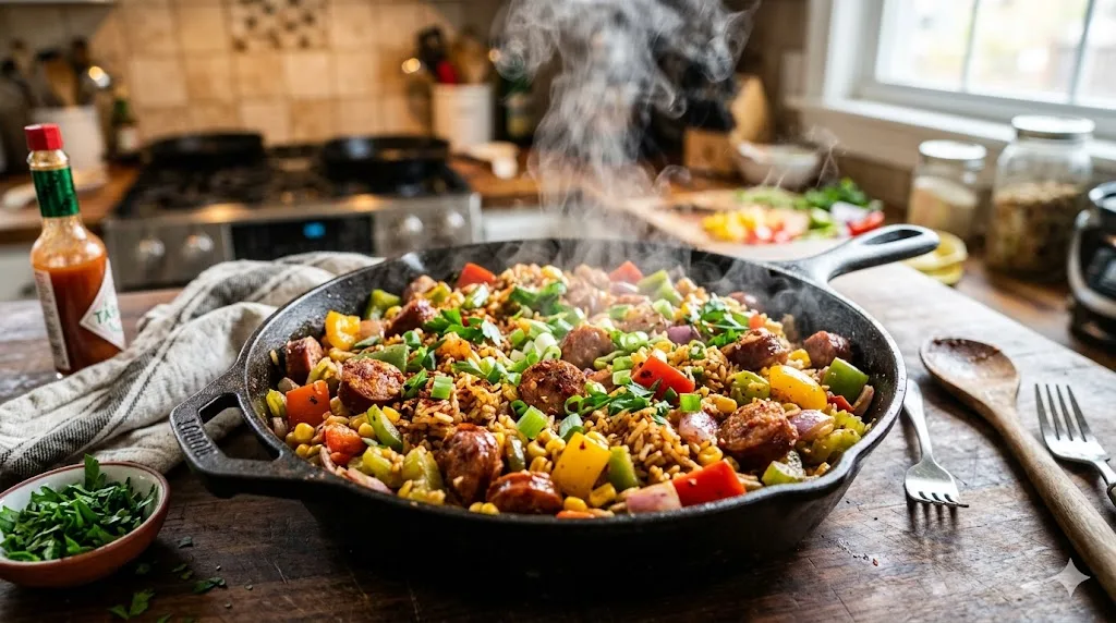 Healthy Rice and Sausage Dinner 