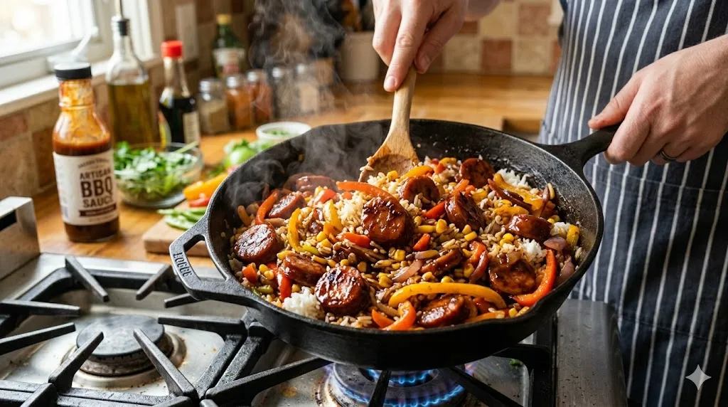 Healthy Rice and Sausage Dinner 